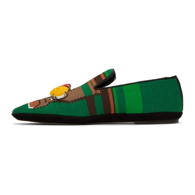 Shop Loewe Green Embroidered Toes Slippers In 4103 Green/brown