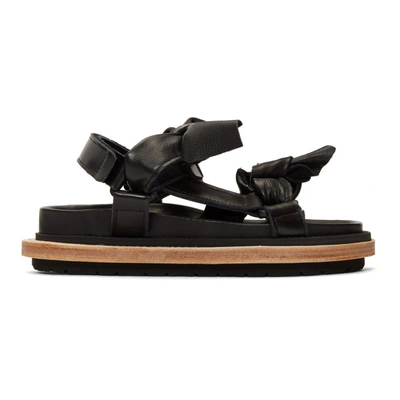 Shop Sacai Black Bow Tie Sandals In 001 Black