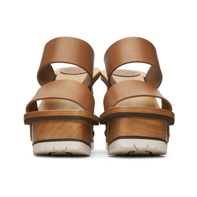 Shop Chloé Chloe Tan Wooden Wedge Sandals In 80x Beige