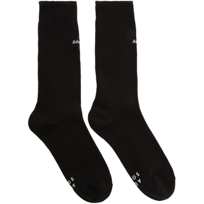 Shop Ader Error Black Embroidered Logo Socks In Sc1 Black