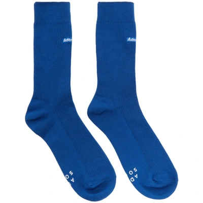 Shop Ader Error Blue Embroidered Logo Socks In Sc17 Blue