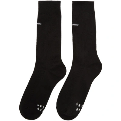 Shop Ader Error Black Embroidered Logo Socks In Sc1 Black