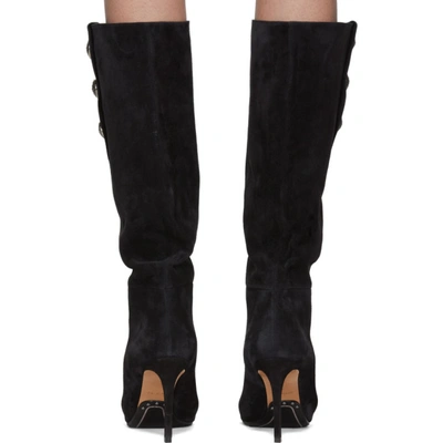 Shop Balmain Black Suede Jane 95 Boots In 0pa Black