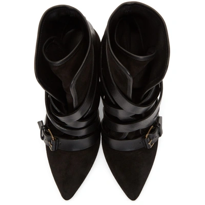 Shop Balmain Black Suede Jackie Ankle Boots