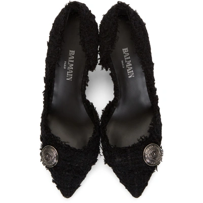 Shop Balmain Black Tweed Julie 65 Heels