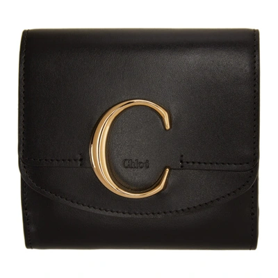 Shop Chloé Chloe Black Square Wallet In 001 Black