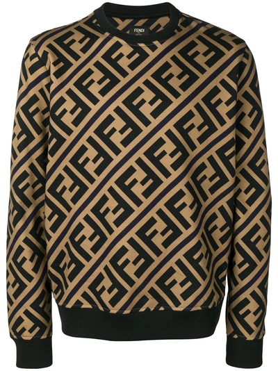 Shop Fendi Monogram Pattern Sweatshirt - Black