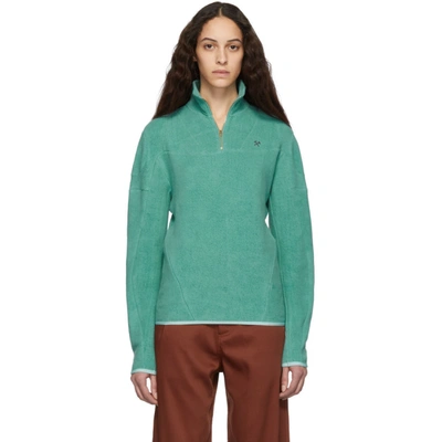Shop Gmbh Green Organic Moses Sweater In Turquoise