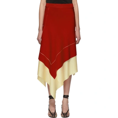 Shop Victoria Beckham Red Asymmetric Long Skirt
