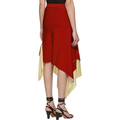 Shop Victoria Beckham Red Asymmetric Long Skirt