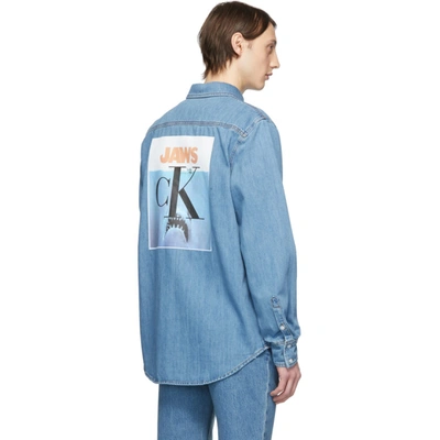 Shop Calvin Klein 205w39nyc Blue Denim Jaws Shirt In 400 Blue