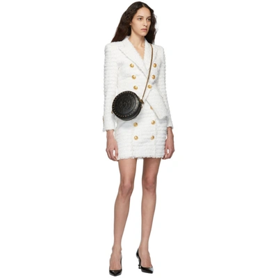 Shop Balmain White Tweed Blazer In 0fa White