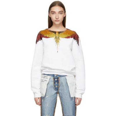 Shop Marcelo Burlon County Of Milan White And Multicolor Glitch Wings Sweatshirt In Whitemulti