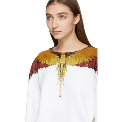 Shop Marcelo Burlon County Of Milan White And Multicolor Glitch Wings Sweatshirt In Whitemulti