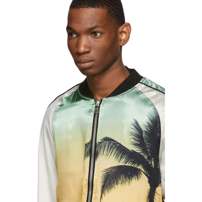 Shop Balmain Multicolor Palm Tree Bomber Jacket