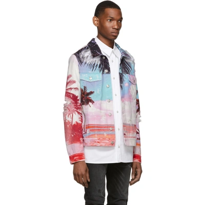 Shop Balmain Multicolor Denim Palm Tree Jacket In Aaa Multi