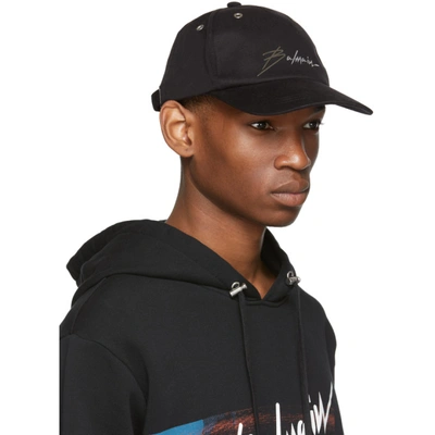 Shop Balmain Black Signature Logo Cap In 0pa Noir