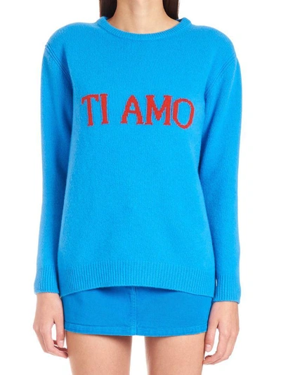 Shop Alberta Ferretti Ti Amo Sweater In Blue