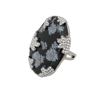 Shop Colette Jewelry Snowflake Obsidian Ring In Whtgold