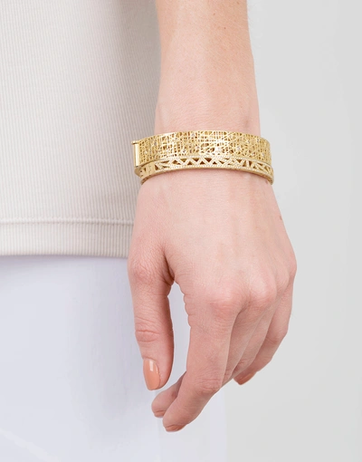 Shop Yossi Harari Champagne Diamond Lace Cuff In Ylwgold