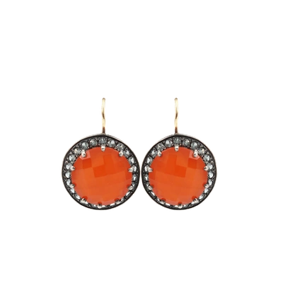 Shop Andrea Fohrman Carnelian And Gray Sapphire Button Earrings In Oxdzslvr
