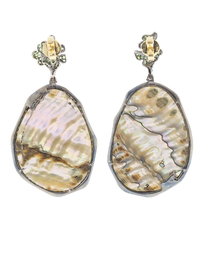 Shop Arunashi Abalone Shell Earrings In Blkgold