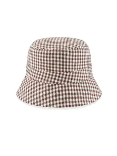Shop New Era Reversible Gingham Bucket Hat In Tan Pink