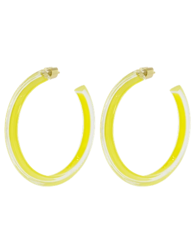 Shop Alison Lou Medium Neon Yellow Loucite Jelly Hoops In Ylwgold