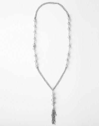 Shop Arunashi Silver South Sea Pearl Tassel Necklace In Whtgold