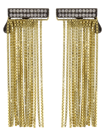 Shop Sorellina Axl Fringe Bar Earrings In Ylwgold