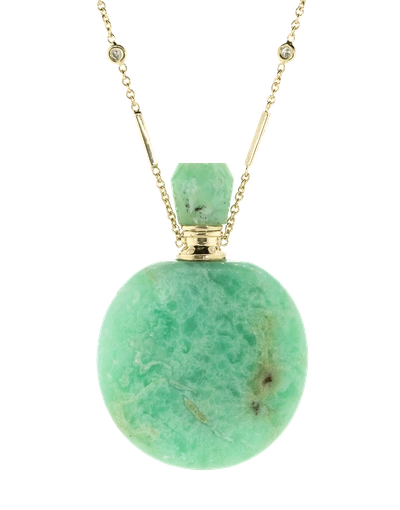 Shop Jacquie Aiche Round Chrysoprase Potion Bottle Necklace In Ylwgold