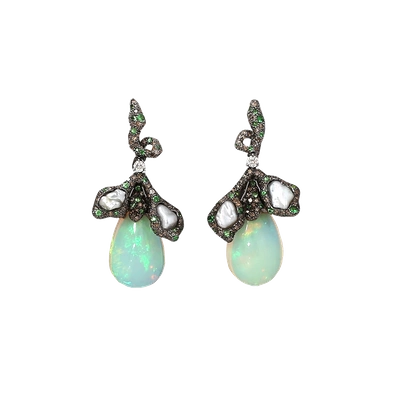 Shop Arunashi Opal Earrings In Blkgold