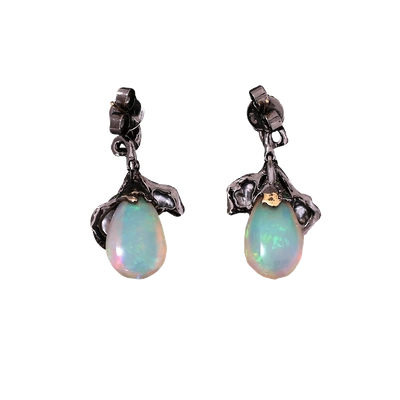 Shop Arunashi Opal Earrings In Blkgold