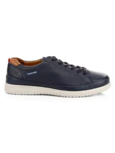 Shop Mephisto Thomas Leather Lace-up Sneakers In Blue