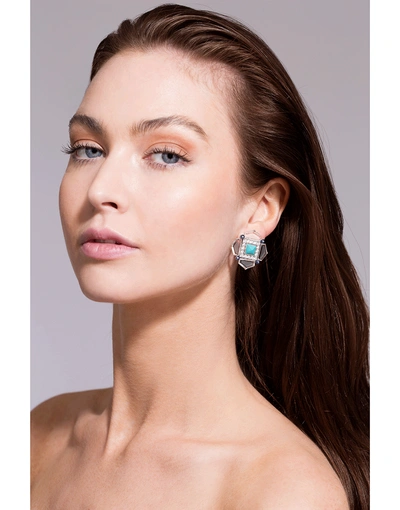 Shop Arunashi Turquoise Sapphire And Diamond Earrings In Whtgold