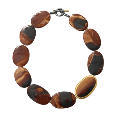 Shop Yossi Harari Tiger Eye Agate Necklace In Ylwgold