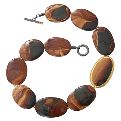 Shop Yossi Harari Tiger Eye Agate Necklace In Ylwgold