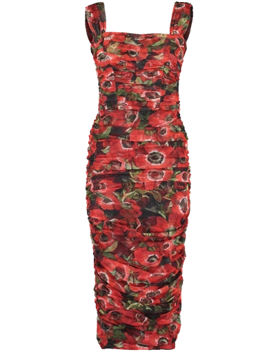 Shop Dolce & Gabbana Floral Tulle Midi Dress