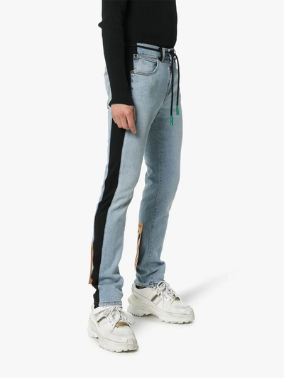 Shop Off-white Striped Diagonal Stripe Print Slim Jeans In Denim