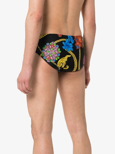 Shop Versace Slip Mit Barockem Print In A708 Black Multicolor