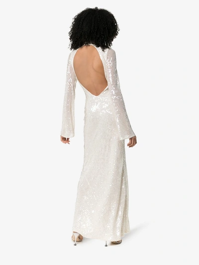 Shop Galvan Moonlight Oasis High-neck Sequin-embellished Dress In Ivory