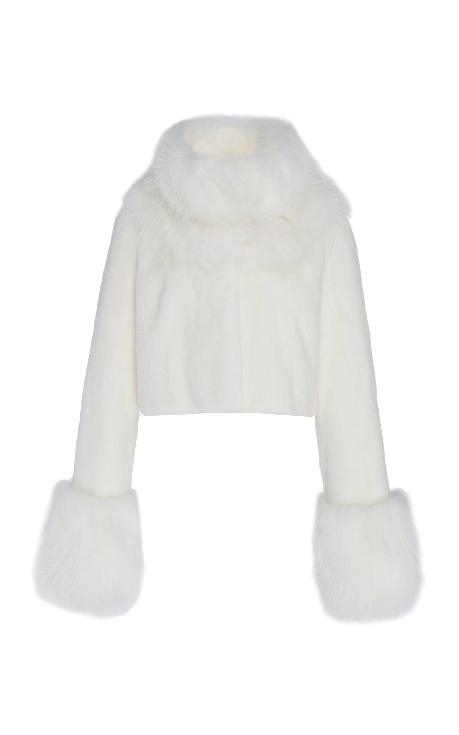 white fur cropped jacket