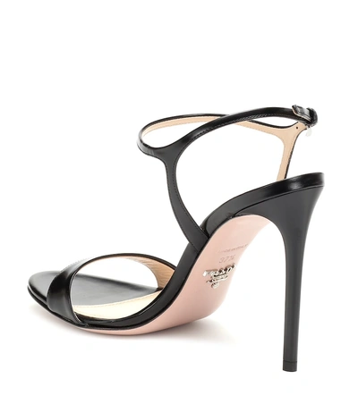 Shop Prada Leather Sandals In Black