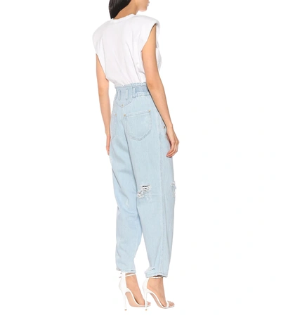 Shop Balmain High-rise Wide-leg Jeans In Blue