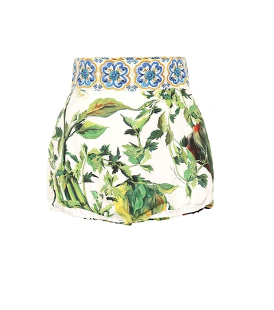 Shop Dolce & Gabbana High-rise Printed Cotton Shorts In Multicoloured