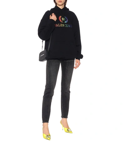 Shop Balenciaga Bb Oversized Jersey Hoodie In Black