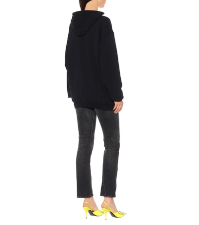 Shop Balenciaga Bb Oversized Jersey Hoodie In Black