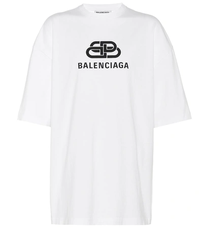 Shop Balenciaga Bb Cotton-jersey T-shirt In White