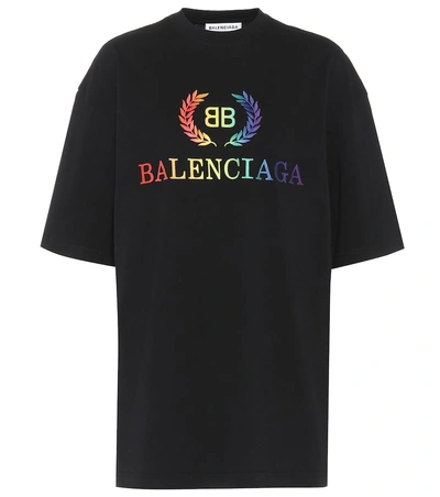 Shop Balenciaga Bb Oversized Jersey T-shirt In Black