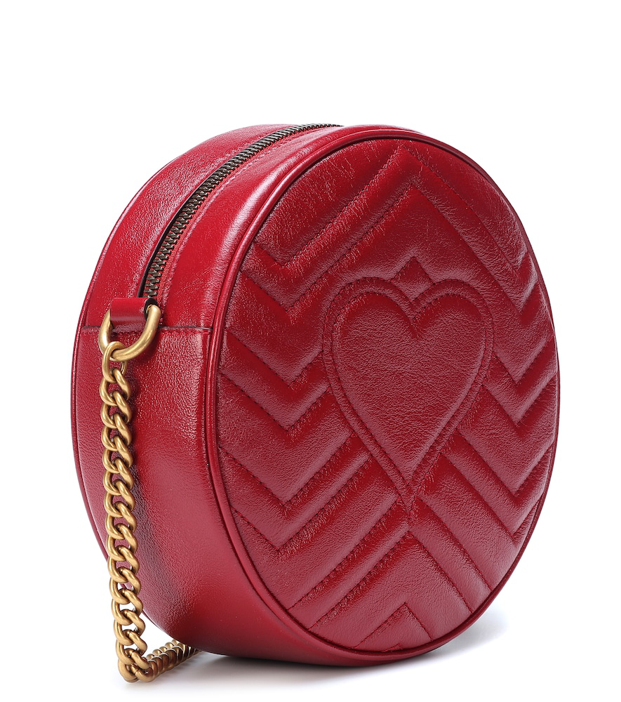 Gucci Red Gg Marmont Mini Leather Round Shoulder Bag | ModeSens